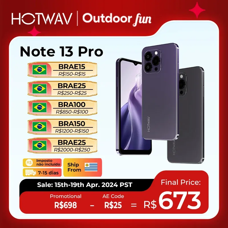 (Moedas | Dobrasil) Smartphone Hotwav Note 13 Pro, 6,6&Quot; 256gb/16gb